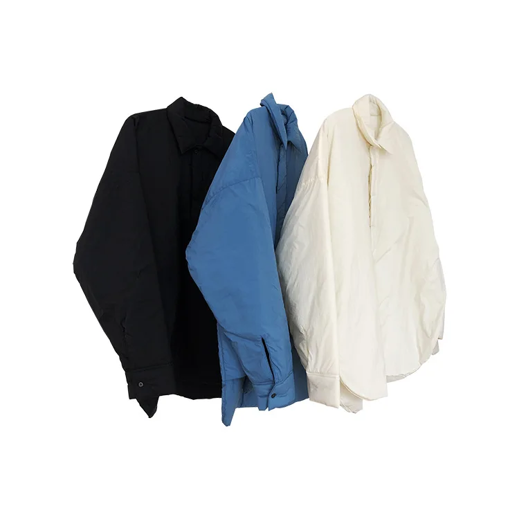 

Autumn and Winter Original Design Niche Lapel Shirt Cotton-Padded Coat Loose Thick Warm Long Sleeve Cotton Coat Coat for Women