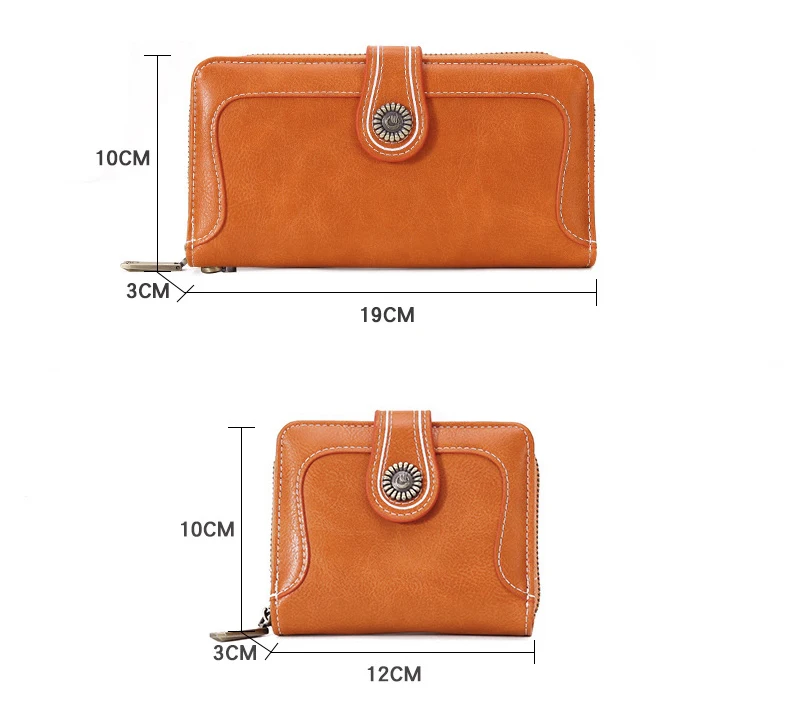 aliwood High Quality Women Clutch Retro Leather Wallet Female Long Wallet Women Zipper Purse Strap Money Bag Purse For iPhone 11