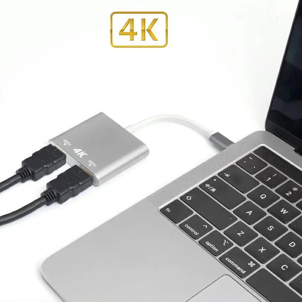 Type-C USB-C USB 3 1 в двойной HDMI 4K Адаптер конвертера для Samsung S8 S9 MacBook зарядный порт