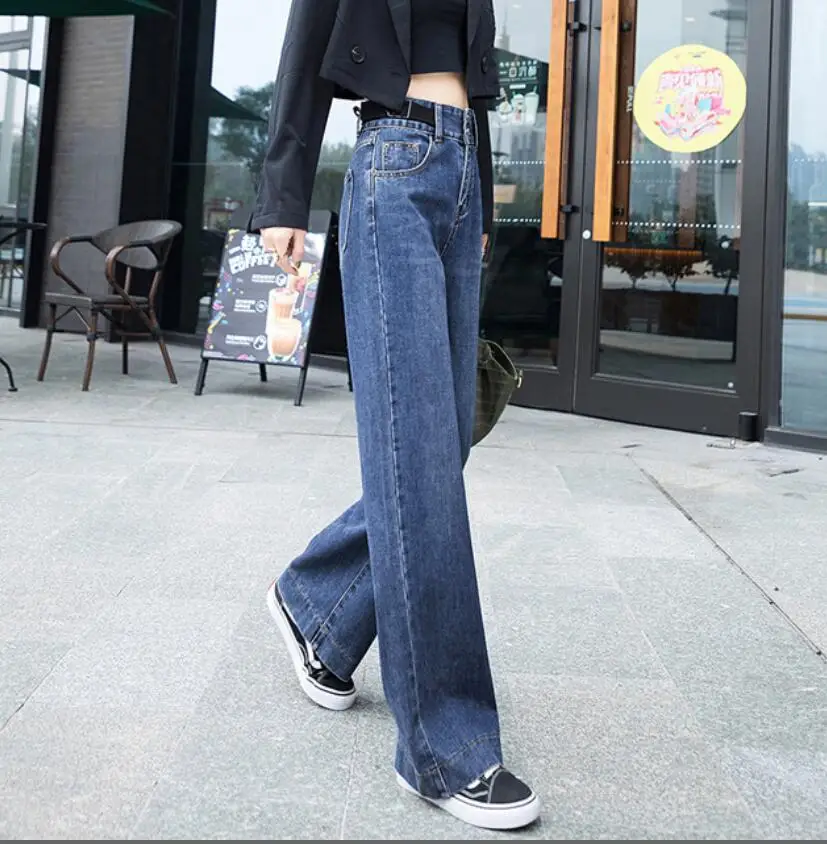 

Woman blue Jeans High Waist Clothes Wide Leg Denim Clothing Blue Streetwear Vintage Quality 2020 Fashion Harajuku Straight Pants