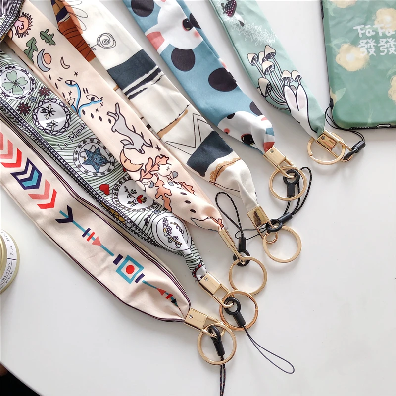 

Fashion Lattice Flower Neck Straps Chiffon Wide Lanyards for keys ID Card Gym Mobile Phone Straps USB badge holder DIY Hang Rope