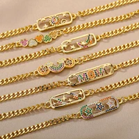 colorful zircon star moon bracelet for women rainbow mom bracelets cuban chain charm bracelets vintage jewelry gift
