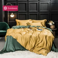sondeson luxury yellow green 100 silk beauty healthy bedding set 6a grade silk duvet cover set queen king flat sheet pillowcase