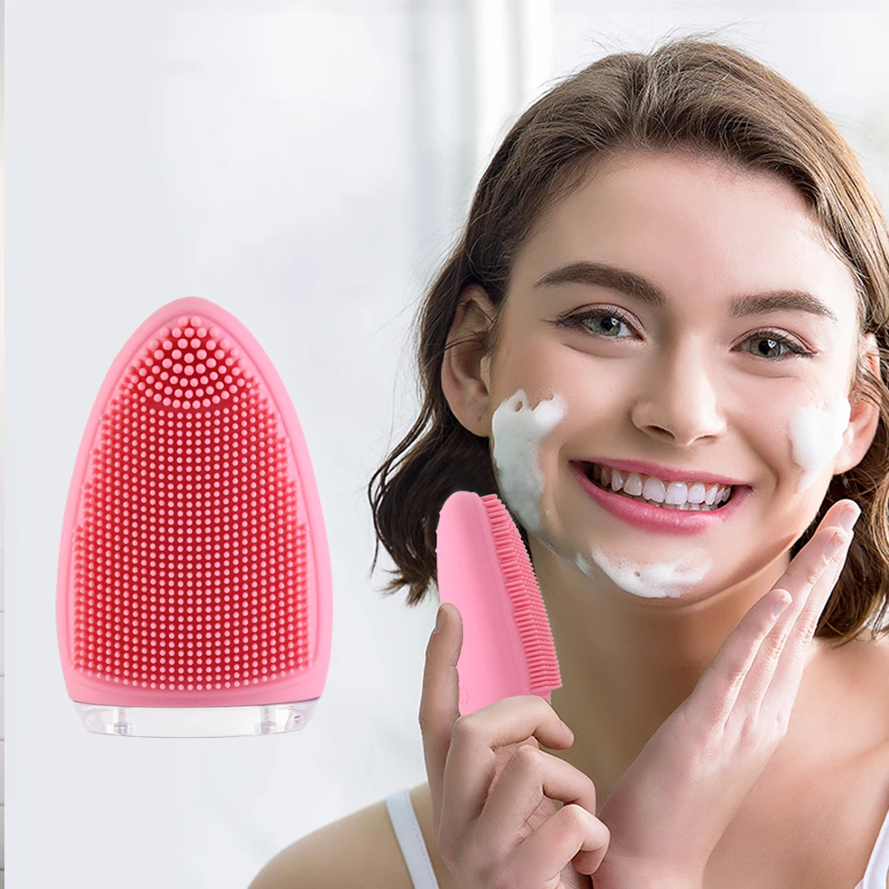 Kopen Newdermo Ultrasone Trillingen Gezichtsreiniging Borstel 4 Modus Mini Siliconen Gezicht Porie Cleanser Massage Elektrische Gezicht Wassen Borstel