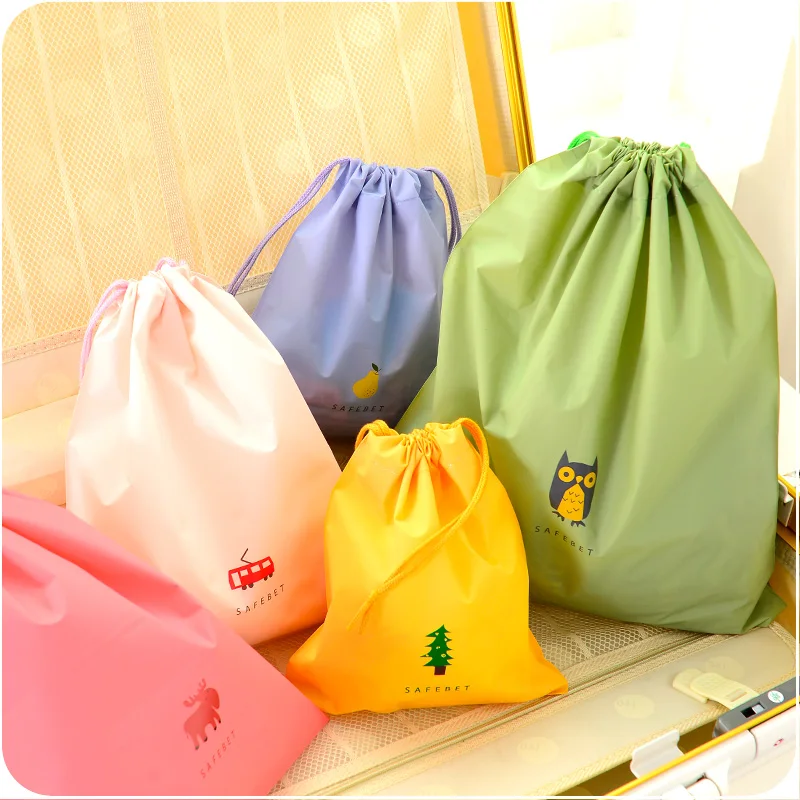 1pc Cartoon Drawstring Pouch Travel Storage Bag Portable Clothes Storage Clothing Bag Finishing Luggage Bags Waterproof Shoe Bag