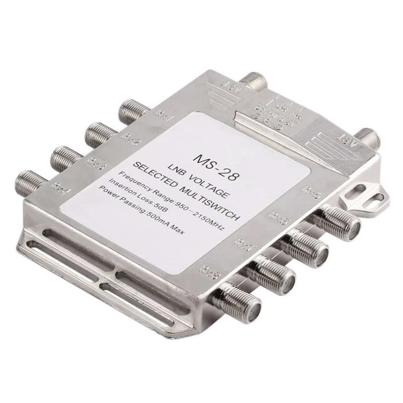 Portable 2in 8Out Satellite Signal Multiswitch 950-2150MHz LNB Voltage Selected Switch Low Loss Receiver | Строительство и ремонт