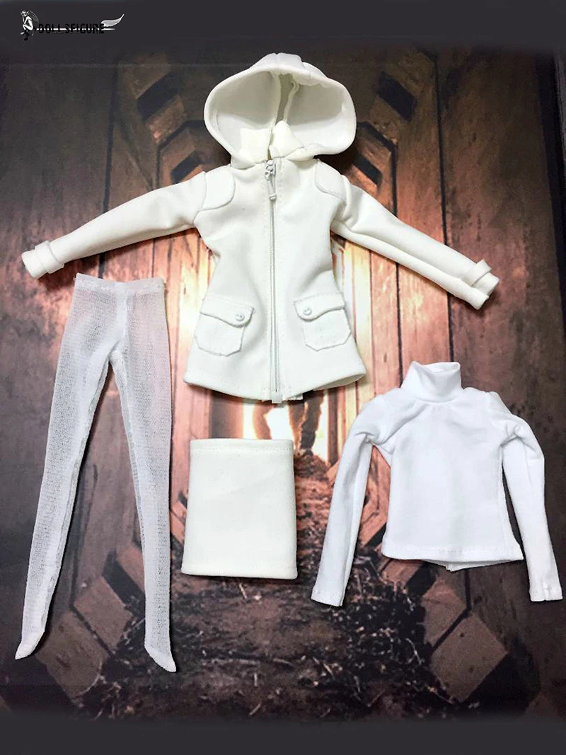 

1/6 Scale Fashion 4-piece Suit Korean Style Female Clothes Set White Color for 12 inches Woman Action Figrue Accessory