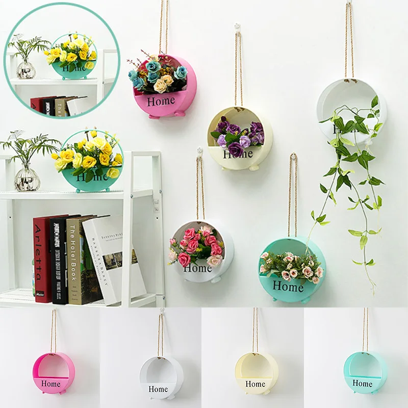 

Ins Wind Round Wall Hanging Flower Basket Living Room Bedroom Wall Decoration Flower Basket Solid Color Home Decoration Pendant