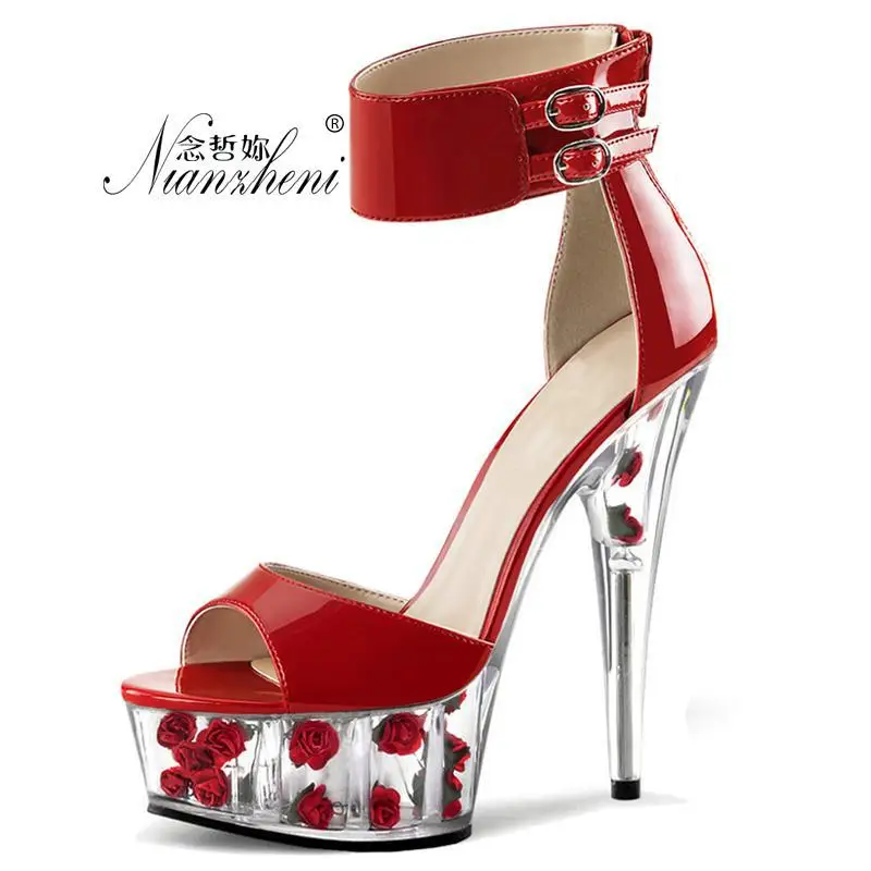 

6 Inches Flower Peep toe High heels Nightclub Pole dance shoes Models Party Stripper heels Stage Show Sxey Mature Fashion New