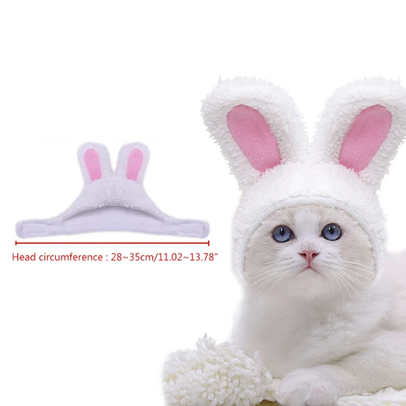 

53CA Pet Supplies Bunny Ears Shape Plush Headwear High Quality Cashmere with Adjustable Band Pet Rabbit Ear Hat for Pets