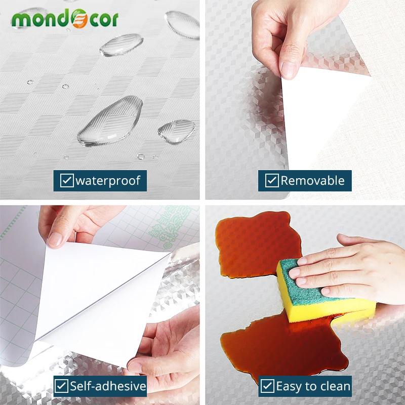 

Kitchen Oil-proof Metal Wallpaper Self-adhesive Waterproof Wall Stickers Refrigerator Cabinet Dishwashers Refurbish Film Sticker