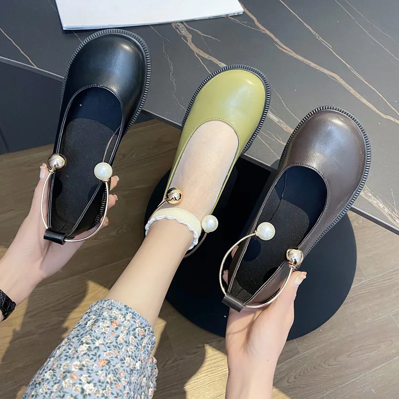 

Womens Derby Shoes Female Footwear Casual Sneaker All-Match Modis Round Toe Shallow Mouth British Style Leather Dress New 2021