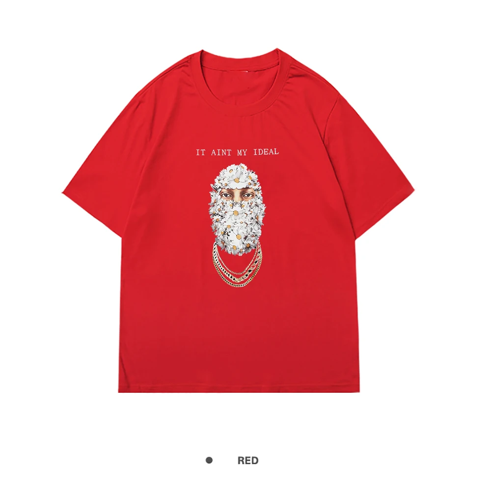 

Face Wrapped In Flowers Print Tshirts Woman Summer New Short Sleeve Top Hip Hop Style Tshirt New Fashion Loose T-Shirts Female