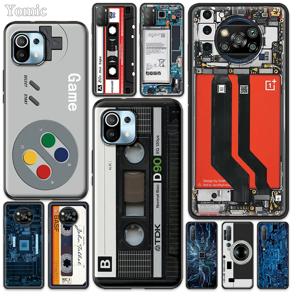 

Retro Camera Cassette Music Cases for Xiaomi Mi 11 Poco X3 NFC 10S 10T Pro 5G Soft Black Cover Note 10 9T M3 CC9 9 SE A2 Lite F1