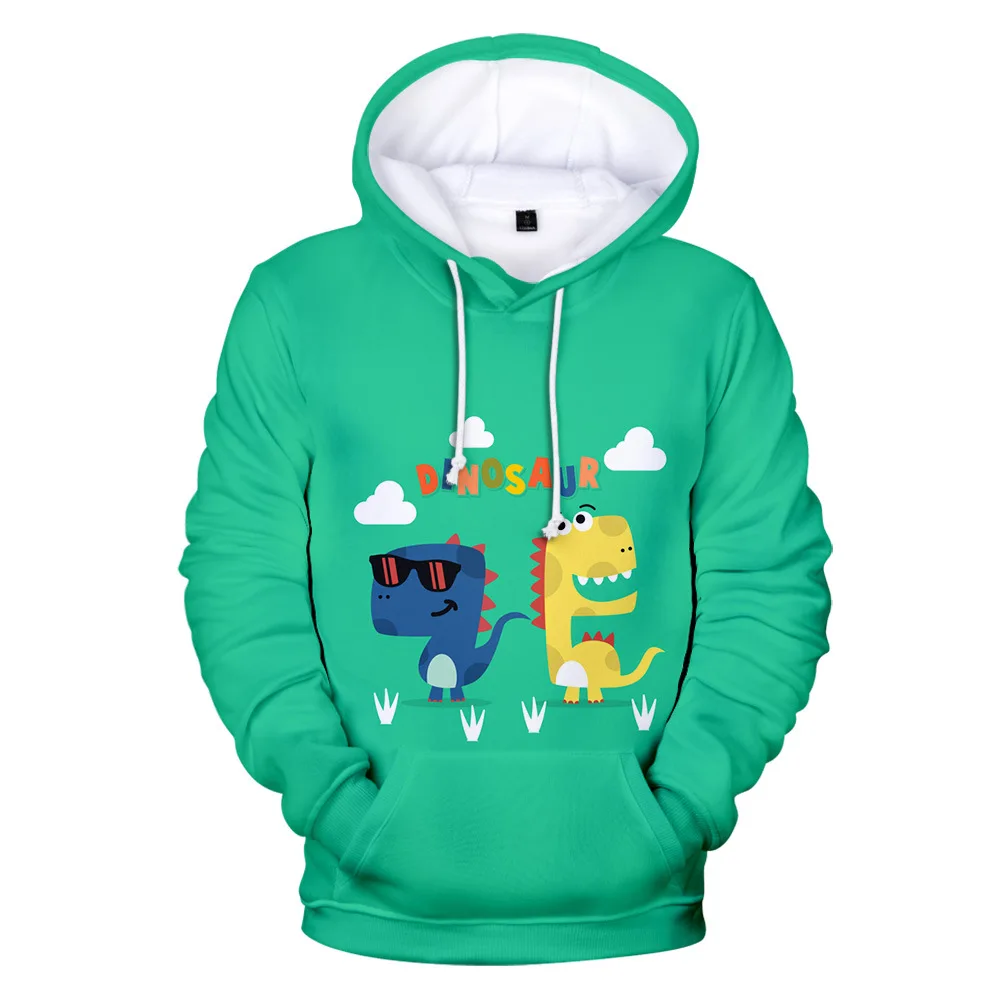 

Пуловер с капюшоном, свитер, новинка на осень и зиму, мультяшный динозавр, 3D печать, детский студенческий свитер с капюшоном, тонкий бархат