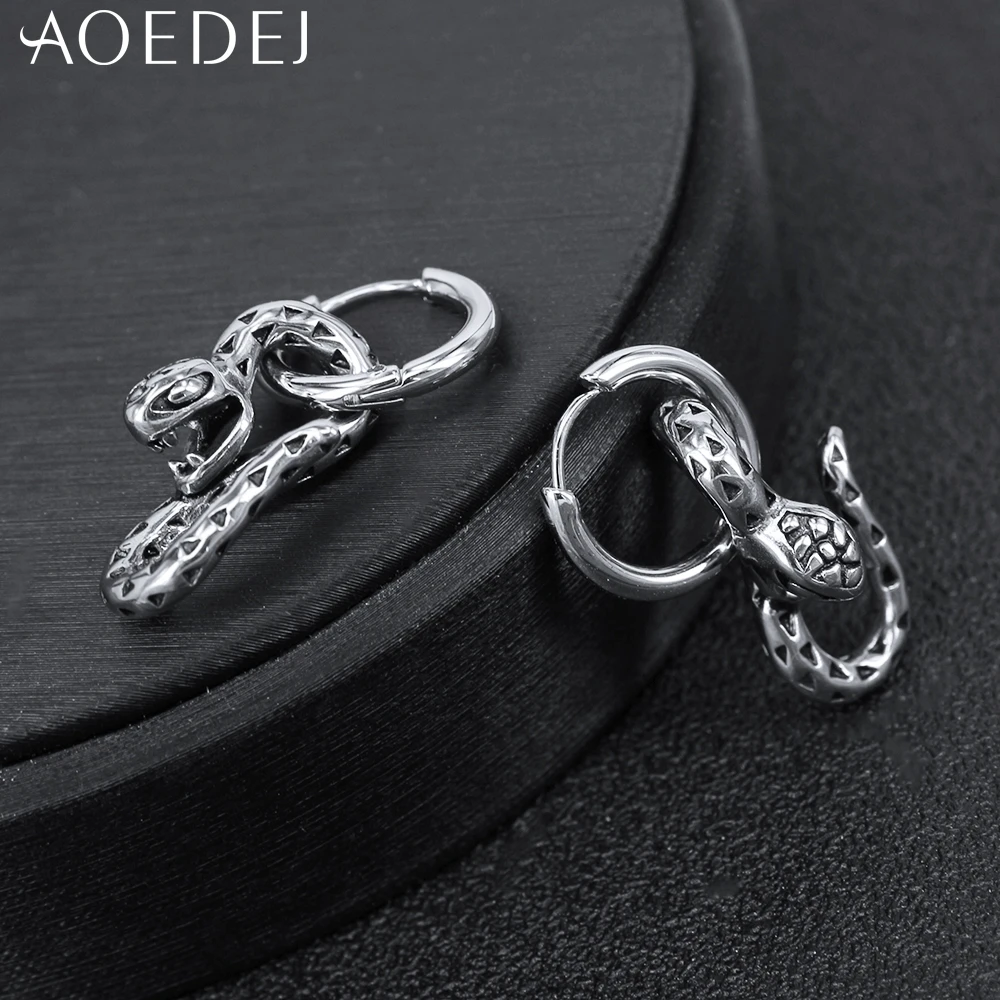 

AOEDEJ 10 Styles Skull Earring for Men Stainless Steel Hoop Earrings Punk Rock Wolf Head Round Earring Helix Piercing Jewelry