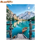Настенная картина RUOPOTY с изображением пейзажа лодки, рисования по номерам, Акриловая Краска на холсте, Раскраска по номерам, для творчества, подарочное искусство