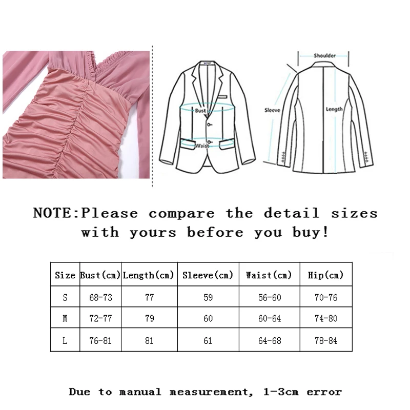 

Vangull Sexy Chiffon Dress Women Spring Summer New Long Sleeve Slim Elastic Bodycon Bandage Dress Short Pleated Party Dresses