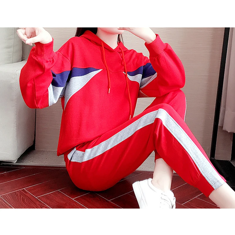 2 предмета одежда для отдыха осенне весенний спортивный костюм топы с капюшоном +