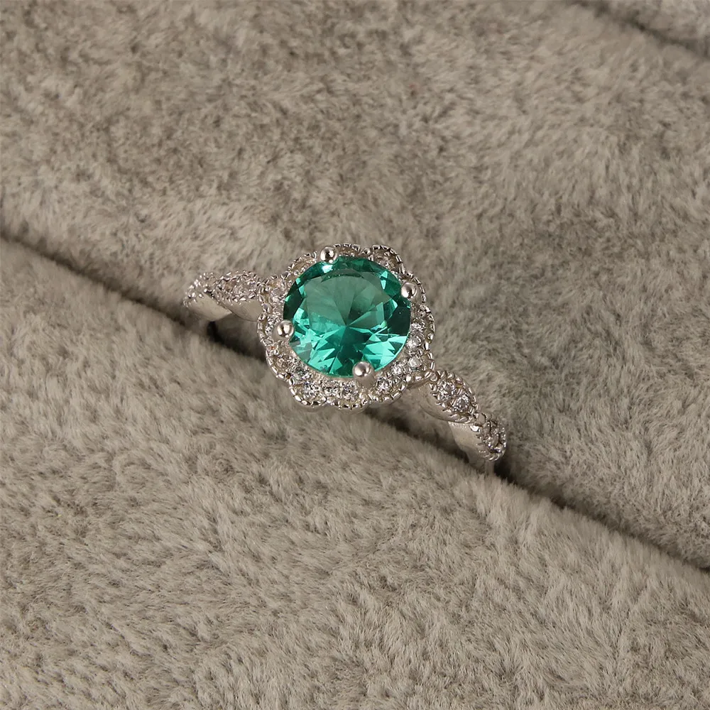 

Best-selling Europe and the United States fashion 925 sterling silver ring platinum zircon ms green crystal jewelry gifts