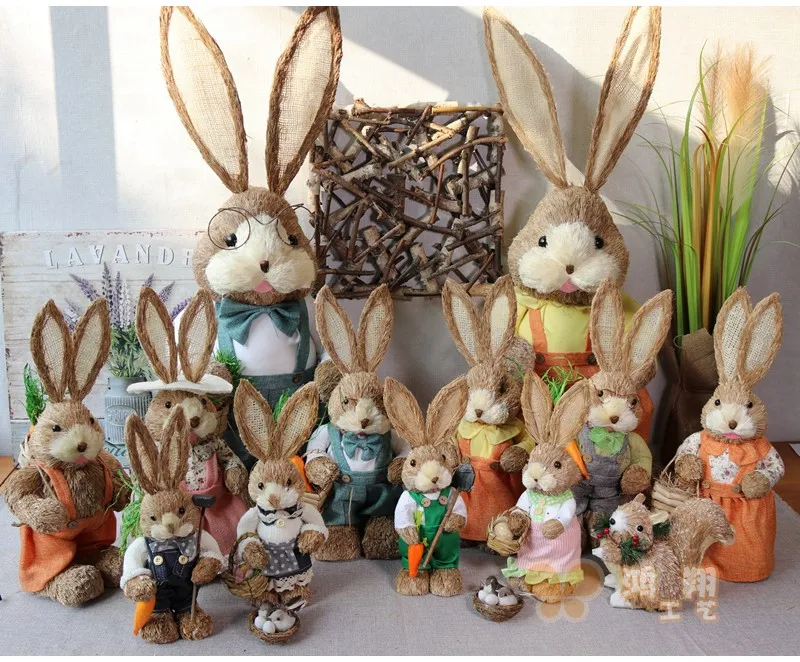 

Straw animal pastoral decoration straw rabbit squirrel animal home decoration shop decoration shooting props Vase