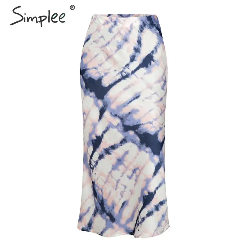 Simplee юбка миди с принтом Tie dye, Женская Осенняя эластичная юбка с высокой талией, Женская Повседневная Уличная юбка, вечерние юбки для клуба