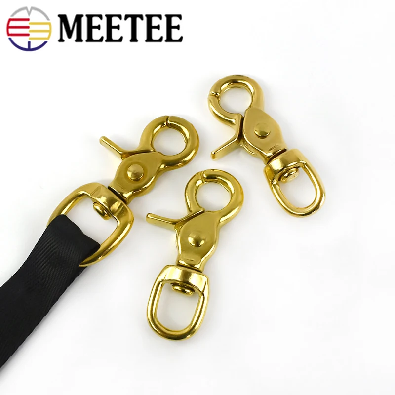 Meetee 2pcs 14-38mm Pure Brass Buckles Metal Dog Collar Hook Clips DIY Luggage Straps Hang Buckle Sewing Accessories BD271 | Дом и сад