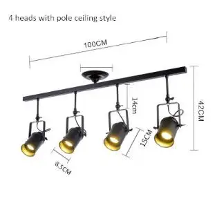 4 heads ceiling Современный светодиодный светильник, алюминиевый потолочный рельсовый светильник, точечный рельсовый Точечный светильник, магазин одежды, Домашний Светильник, светильники luminiare - Испускаемый цвет: 4 heads ceiling