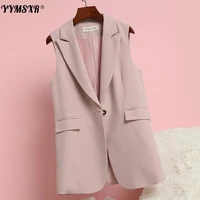 2022 new high quality womens suit vest mid length womens fashion sleeveless simple and versatile blazer female temperament