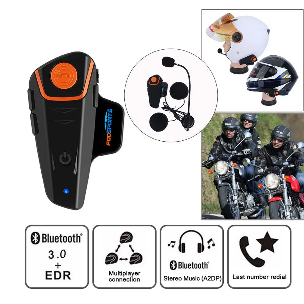 Fodsports BT-S2 Pro мотоциклетный шлем гарнитура беспроводной Bluetooth водонепроницаемый переговорный Intercomunicador Moto FM