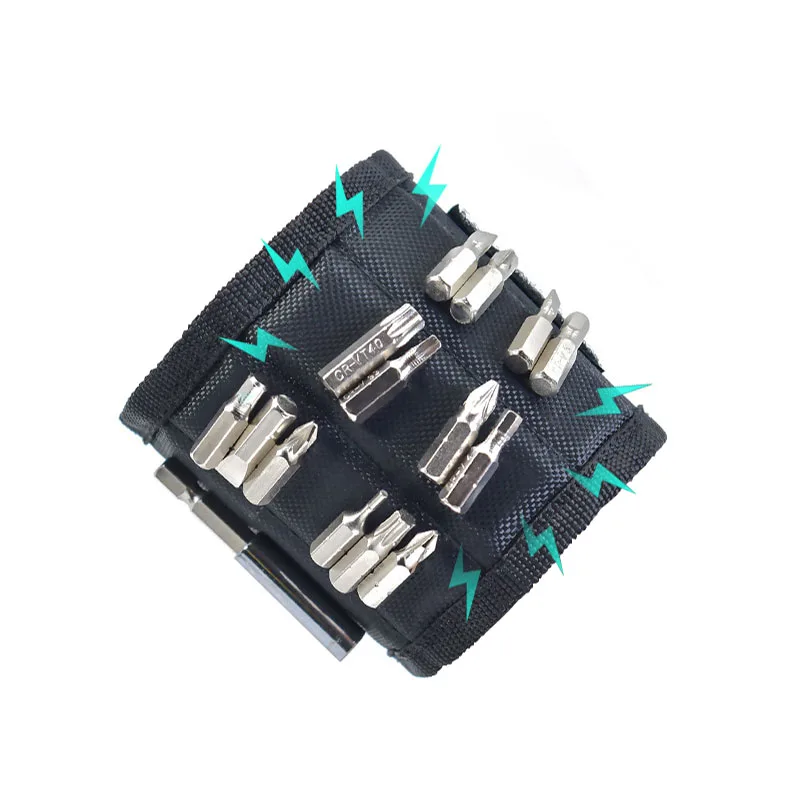 

Polyester Magnetic Wristband 6pcs Strong Magnets Portable Bag Electrician Tool Bag Screws Drill Holder Repair Tool Belt