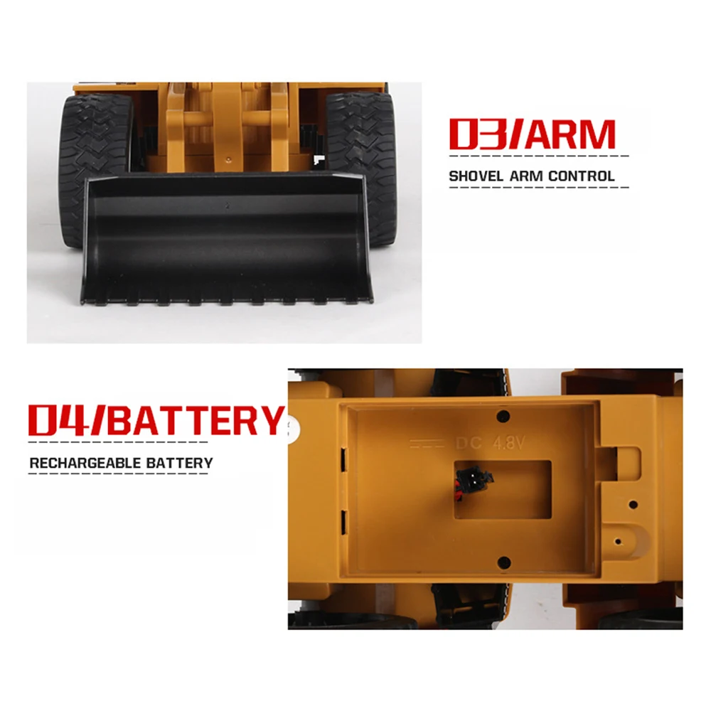 Модель трактора HUINA 1/18 на радиоуправлении грузовик бульдозер гусеничный сплав 2 4