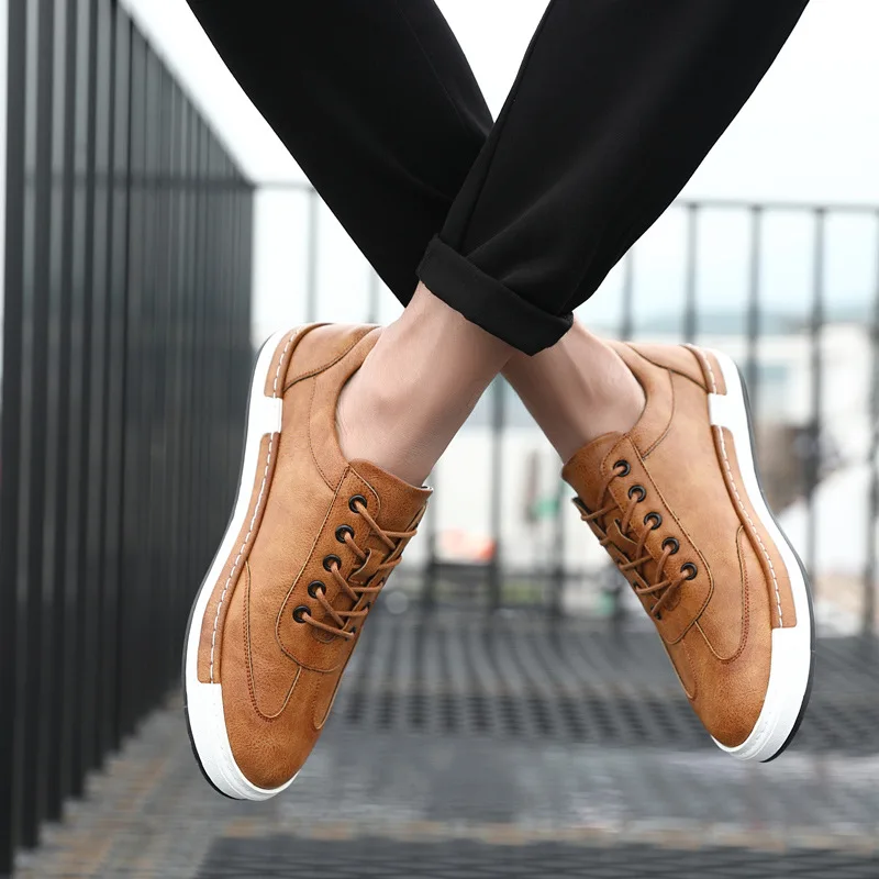 

Large Size 47 48 Spring Autumn Korean Sports Lace-up Men's Casual Leather Shoes Men's Shoes Fashion Sneakers