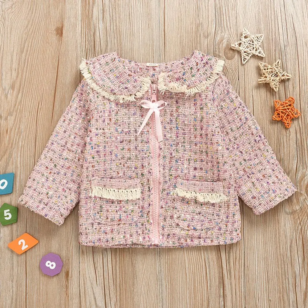 

Sweet Peter Pan Collar Plaid Coat for Girls Zipper Spring Outwear Clothes