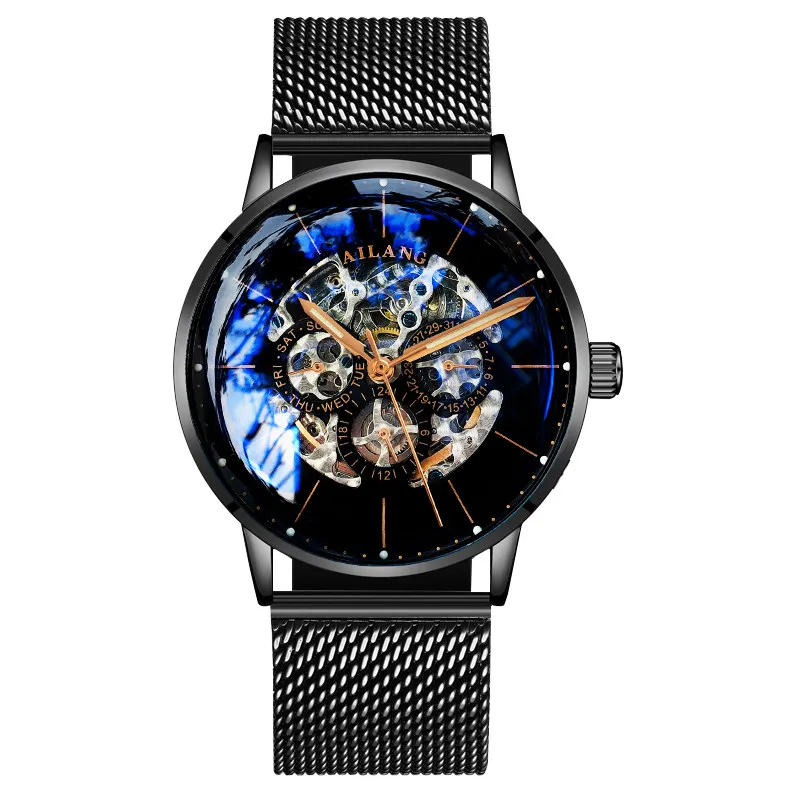 ailang Watch Man Machinery Watch Automatic Wormhole New Concept Hollow Out Men's Waterproof Fashion New Brand