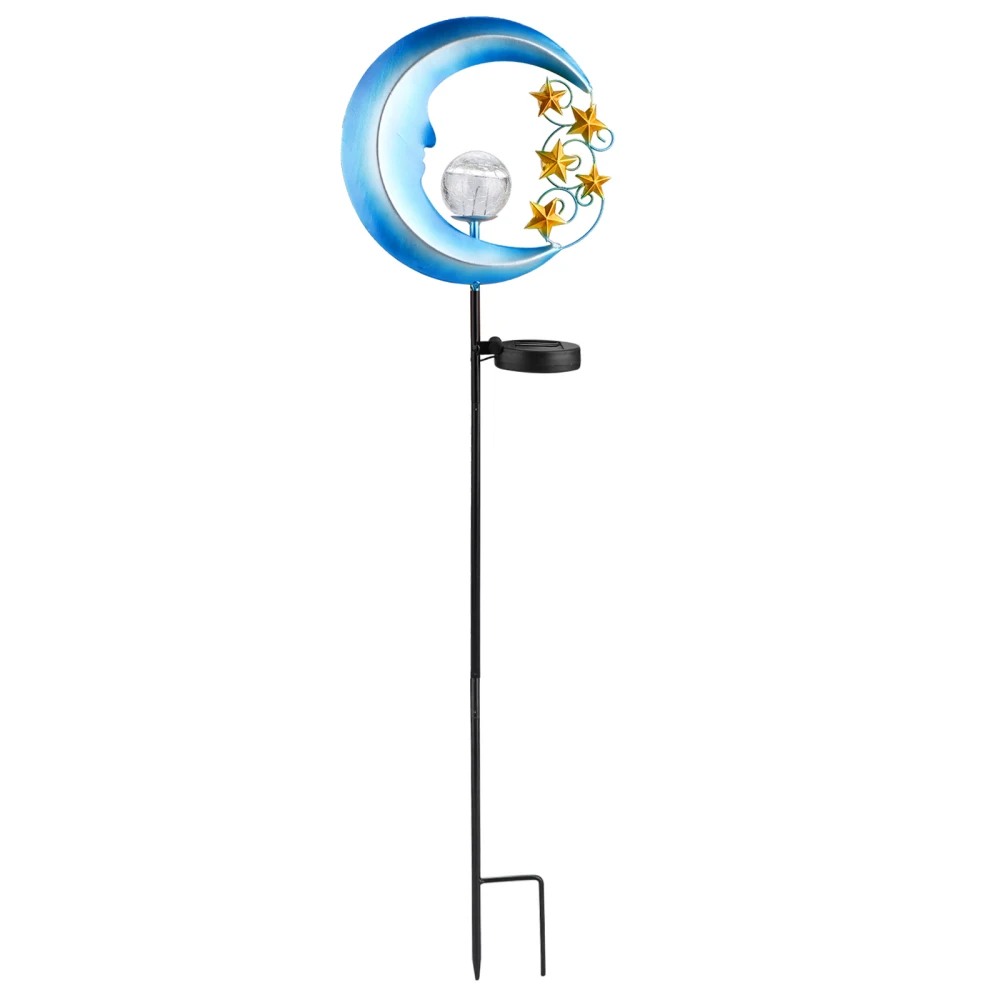 

Solar Energy Garden Lamp Wireless Gaming Mouse Lawn Decor Blue Landscape Hollow Metal Moon Stars For Outdoor Stake Lights