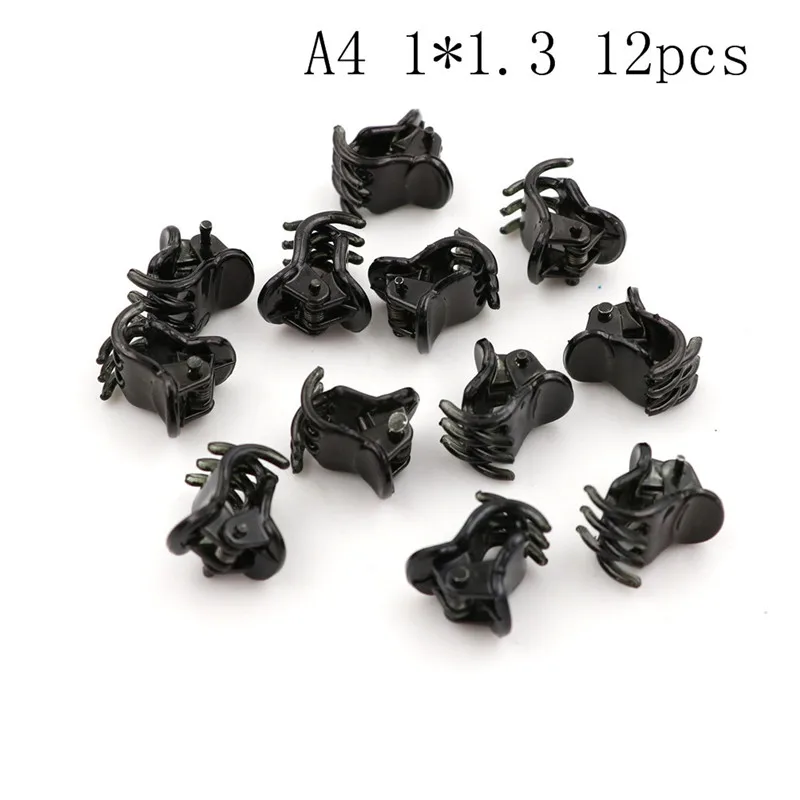 Pinzas para el pelo de 12 piezas para mujer y ni&ntilde;a, accesorios de pl&aacute;stico transparente negro, marr&oacute;n, Mini pinzas para el pelo, regalos-2