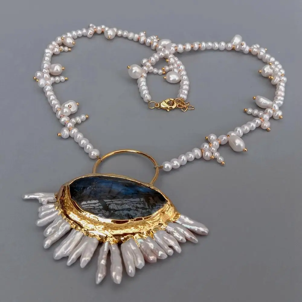 YYGEM натуральный мульти Форма пресной воды Жемчужное ожерелье из натурального