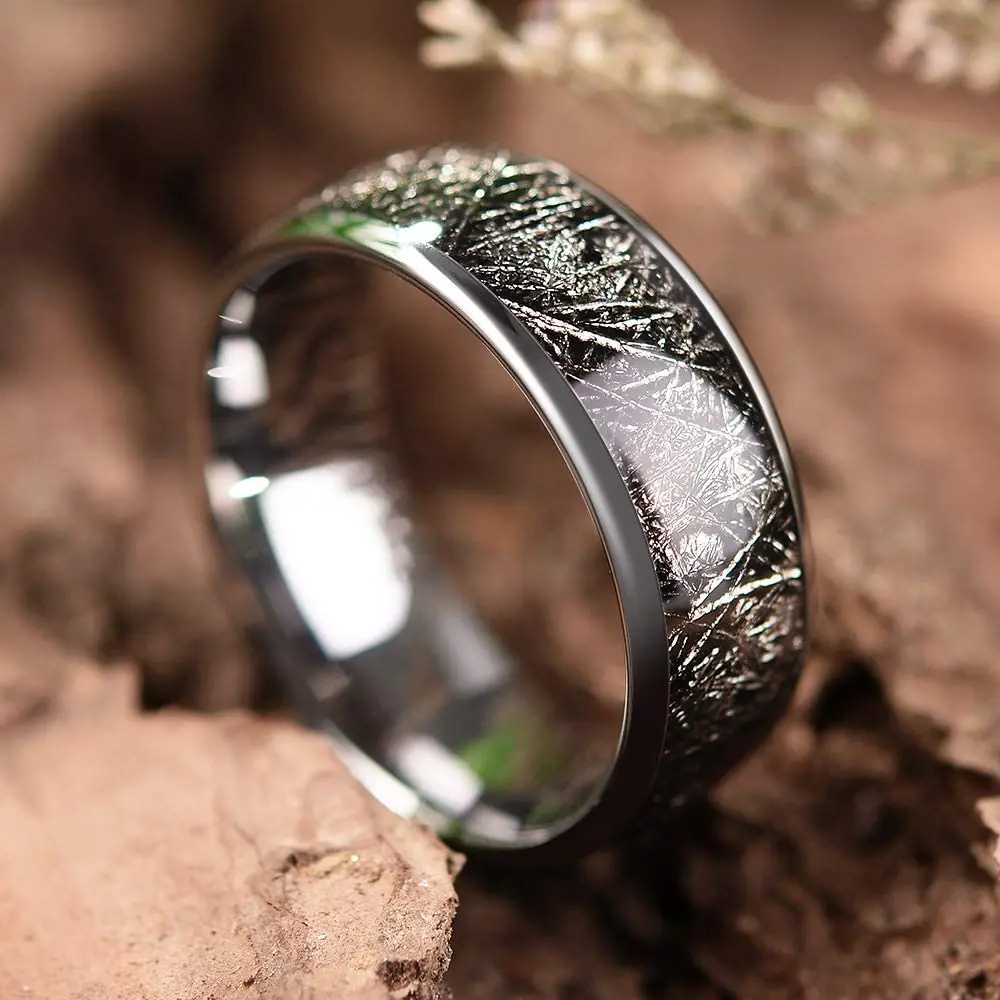 8 мм модное мужское серебристое полированное кольцо из карбида вольфрама