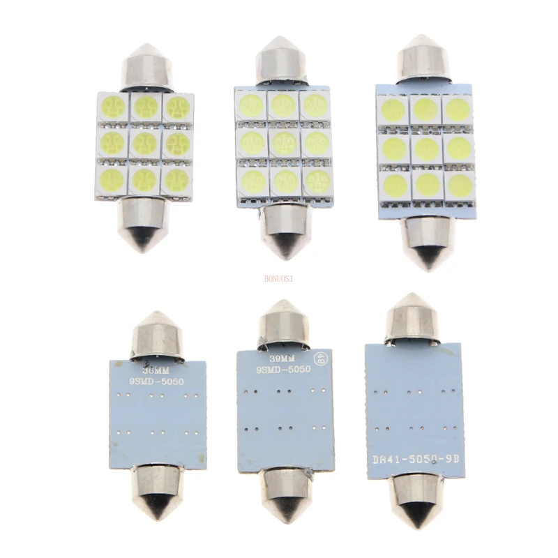10X белая 5050 9Led C10W C5w парковочная дверная гирлянда купольная резервная лампа 36 мм 39 мм 41 мм 12 В постоянного тока автомобильная светодиодная дверная лампа для чтения задняя лампа указатель поворота
