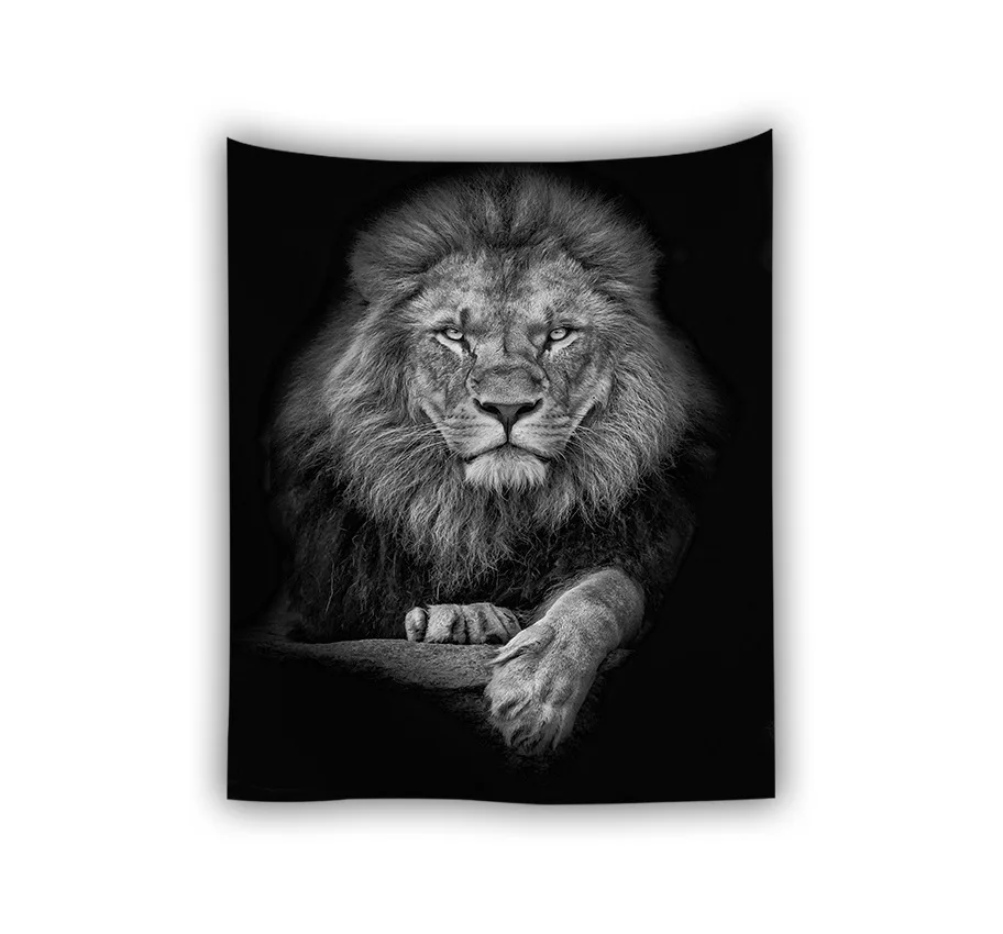 

Yaapeet Polyester Dark Lion Printed Wall Tapestry Tiger Pattern Hanging Tapestry Retro Fashion Animal Wall Protection Decoration
