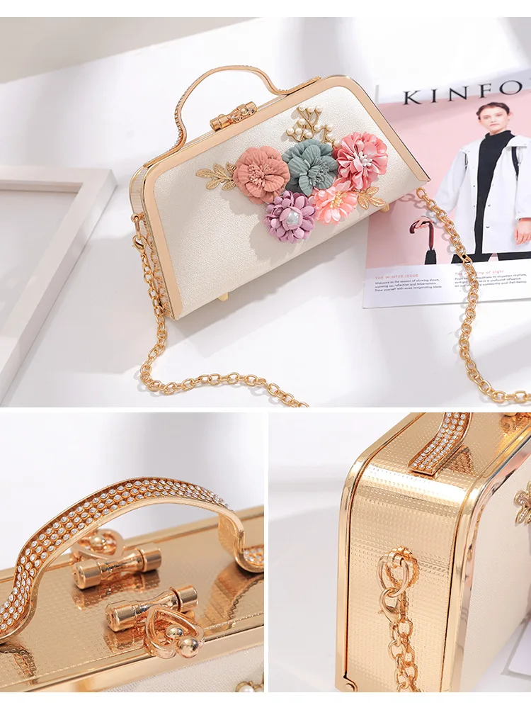 

Bags for Women Direct Selling Versatile One Shoulder High End Portable Small Square Dinner Bag Female Flower Chain Bag Purses