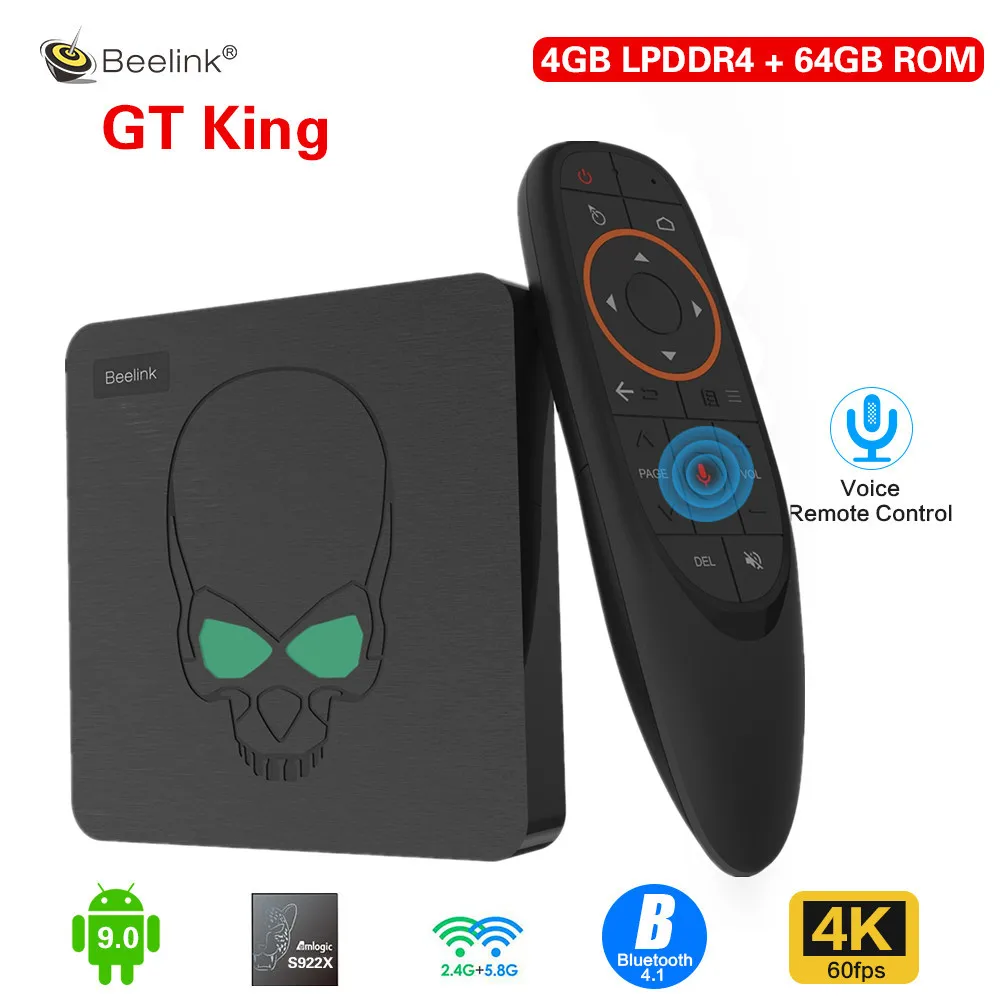 ТВ приставка Beelink GT King Amlogic S922X Android 9 0 4 + 64 ГБ 2 ГГц голосовое