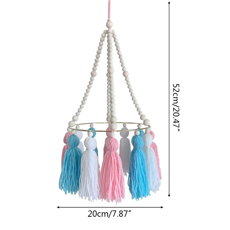 

Baby Crib Wooden Beads Tassel Kids Room Hanging Decoration Wind Chimes Photography Props Bed Bell Mobile Rattle
