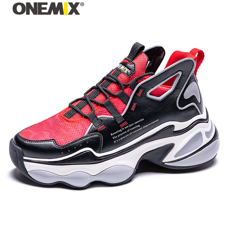 

ONEMIX New Chaussures Homme Reflective Strip Sneaker Height Increased 7Cm Running Sport Shoes Wear-resistant Outsole Dad Shoes