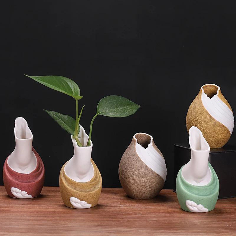 

Ceramic Creative Vases Simple Flower Ware Coarse Pottery Individual Vases Home Decoration Living Room Table Decoration