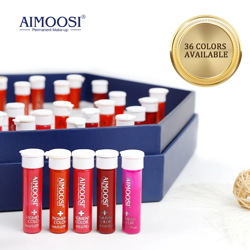 AIMOOSI 36 Pcs Tattoo Semi Permanent Pigments Ink For Microblading Makeup Eyebrow Lips Eye Body Gloss Tint Beauty Women Supplies