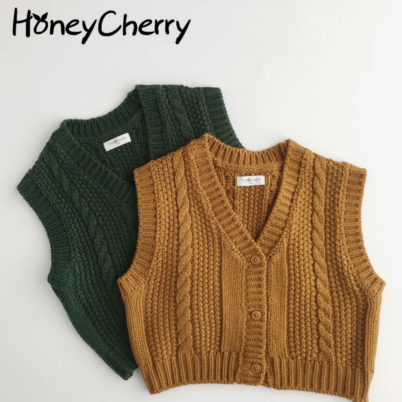 

Children's vest autumn 2021 new vest V-neck pullover knitted vest toddler boys sweaters knit sweater