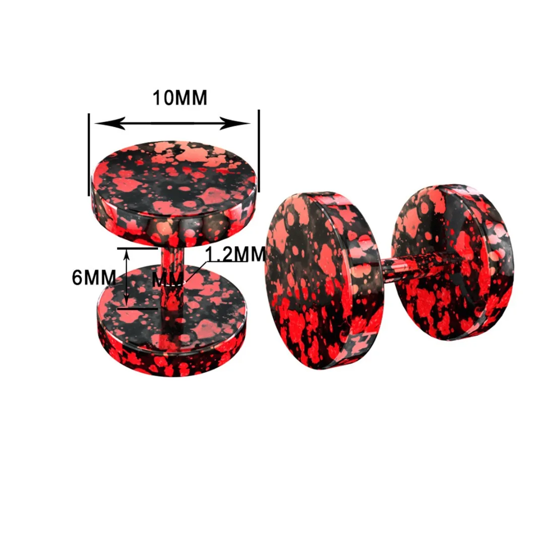 Серьги гвоздики из нержавеющей стали с искусственными заглушками цветные