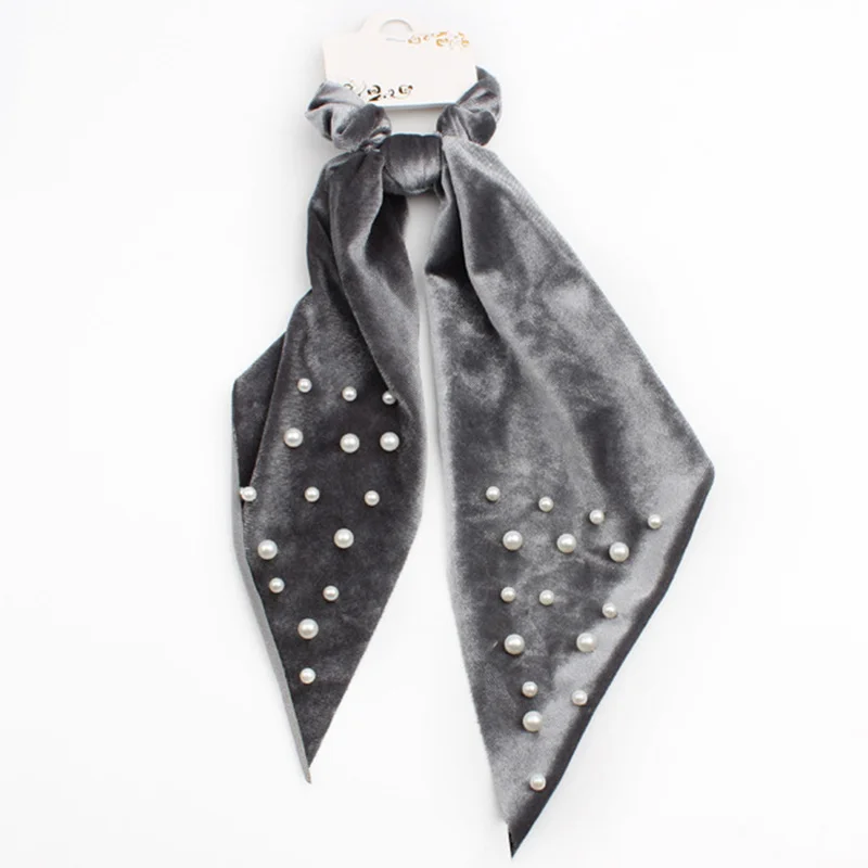 Модные бархатные перламутровые однотонные ленты для женщин эластичный галстук